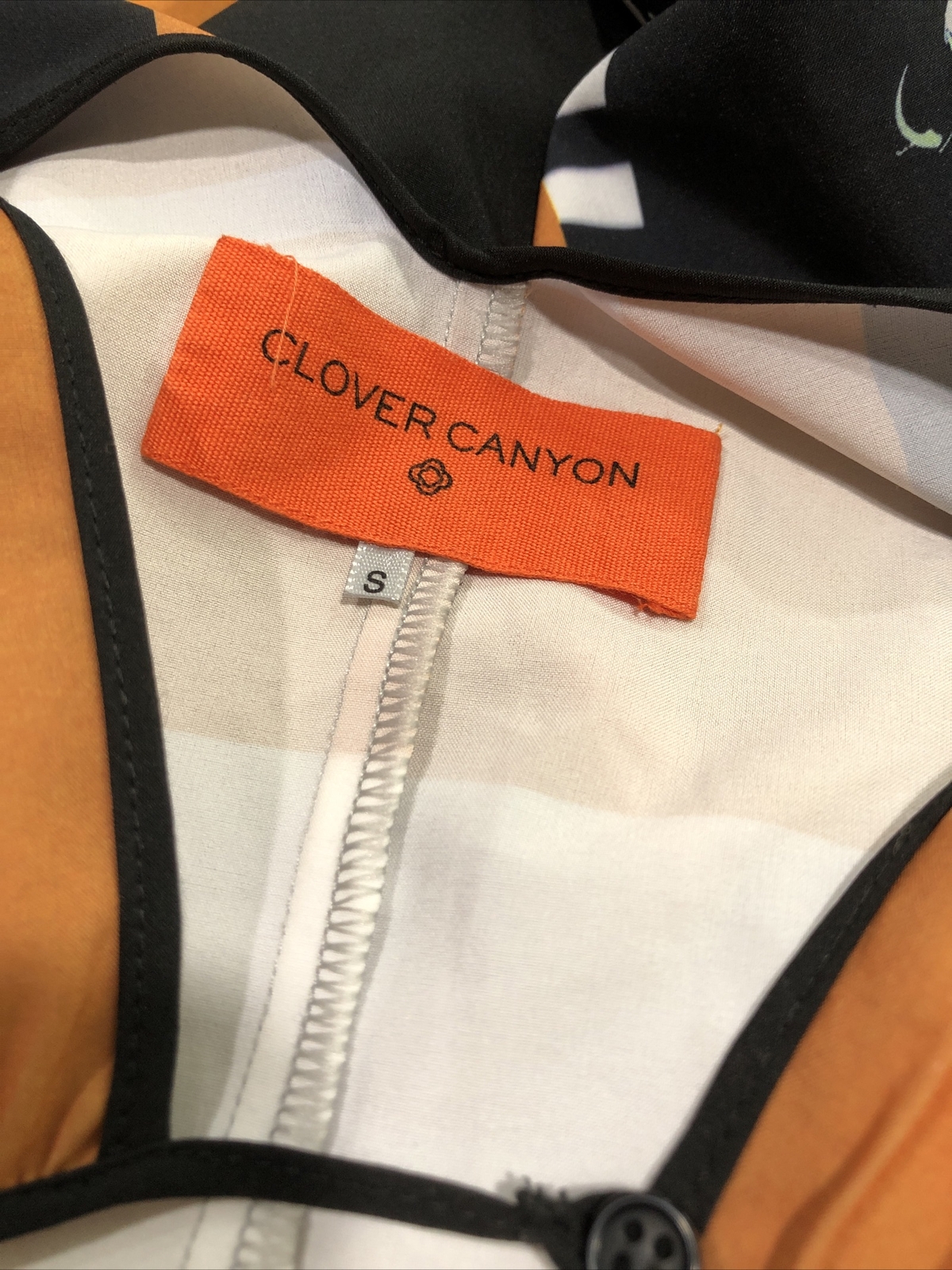 Clover Canyon Orange Floral Disc Neoprene Scuba Sheath Dress S Bodycon SEXY