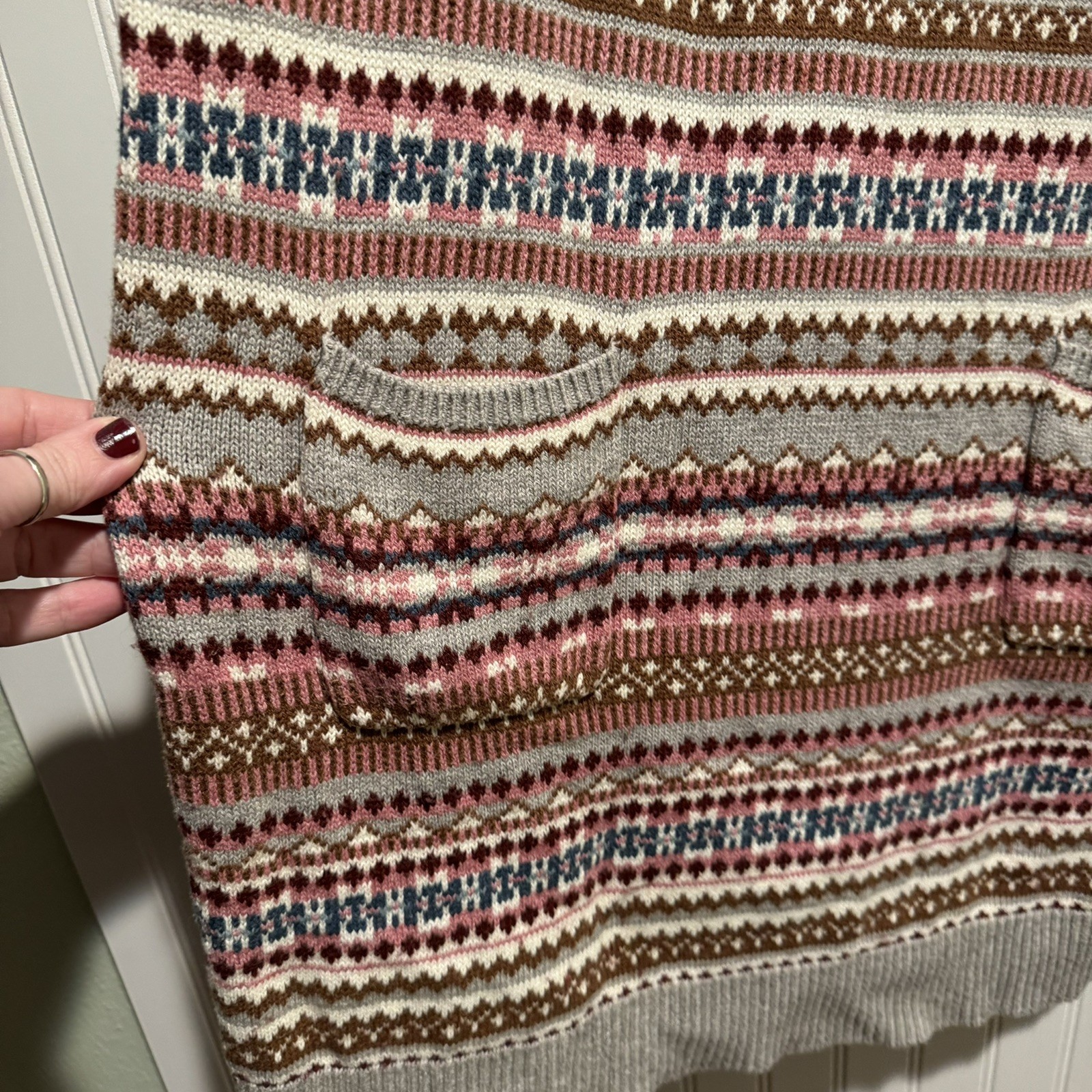 Sundance Elise Lighthouse Fair Isle Wool Knit Dress Size XL