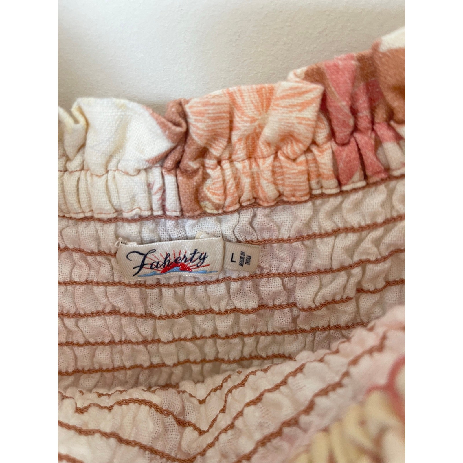 Faherty Ramona Smoked Puff Sleeve Dress