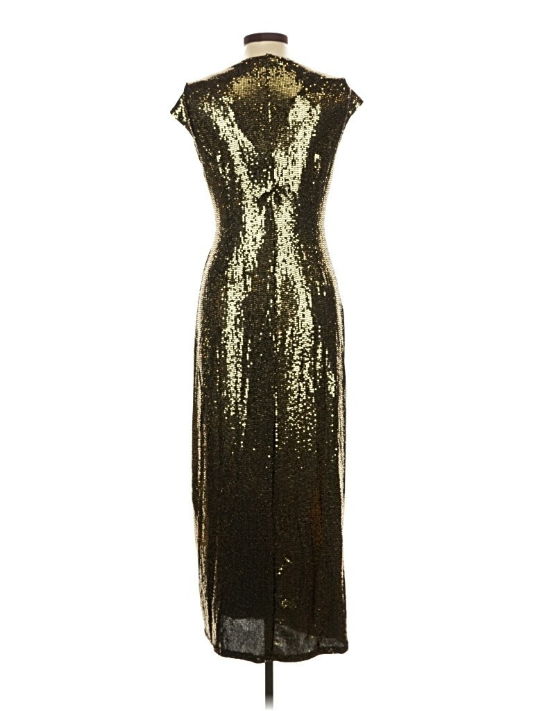 Gorgeous Liquid Gold Metallic Faux Wrap Cocktail Dress Women’s Size 10
