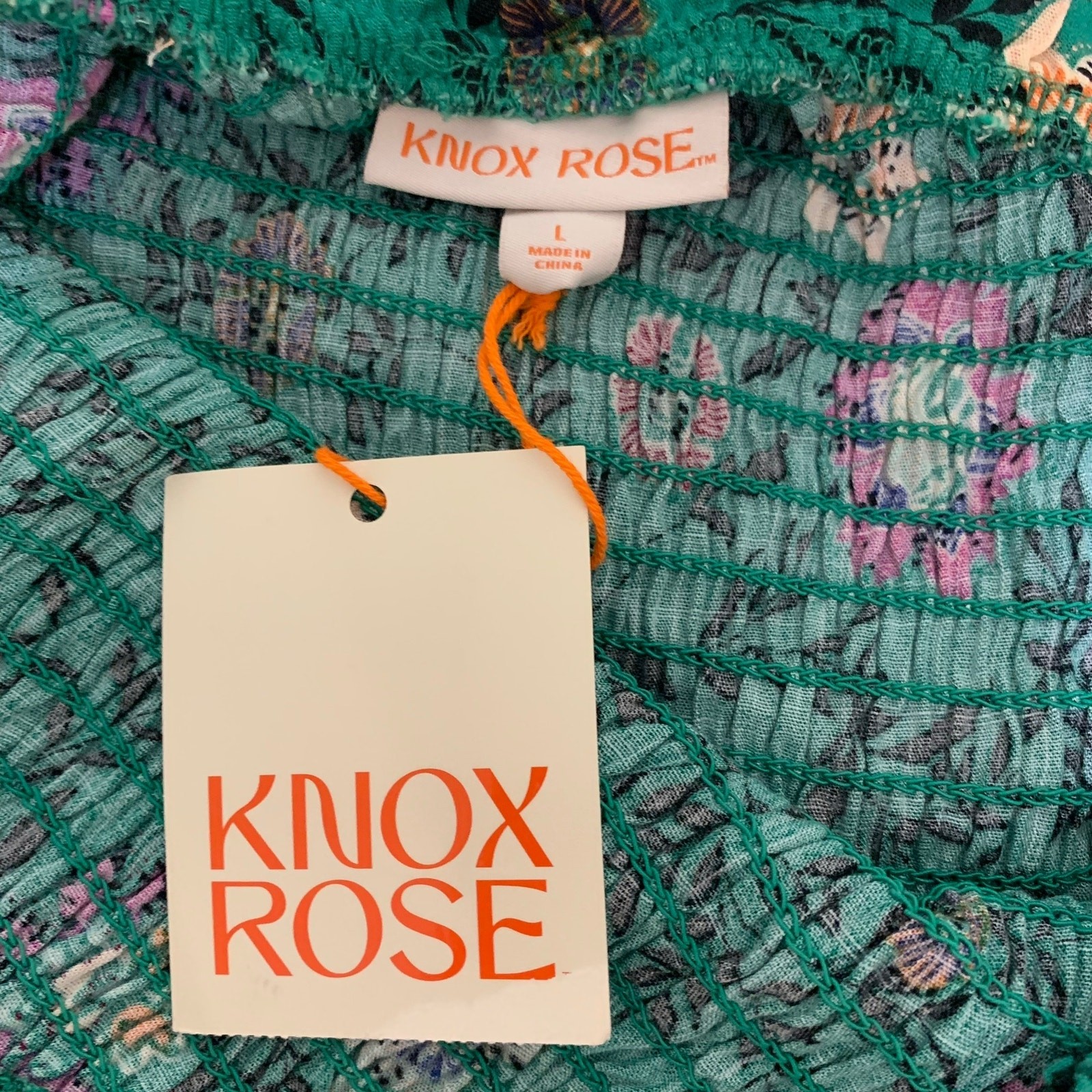 NWT Knox Rose One Shoulder Teal Floral Maxi Dress 100% Rayon SzL Romantic Boho