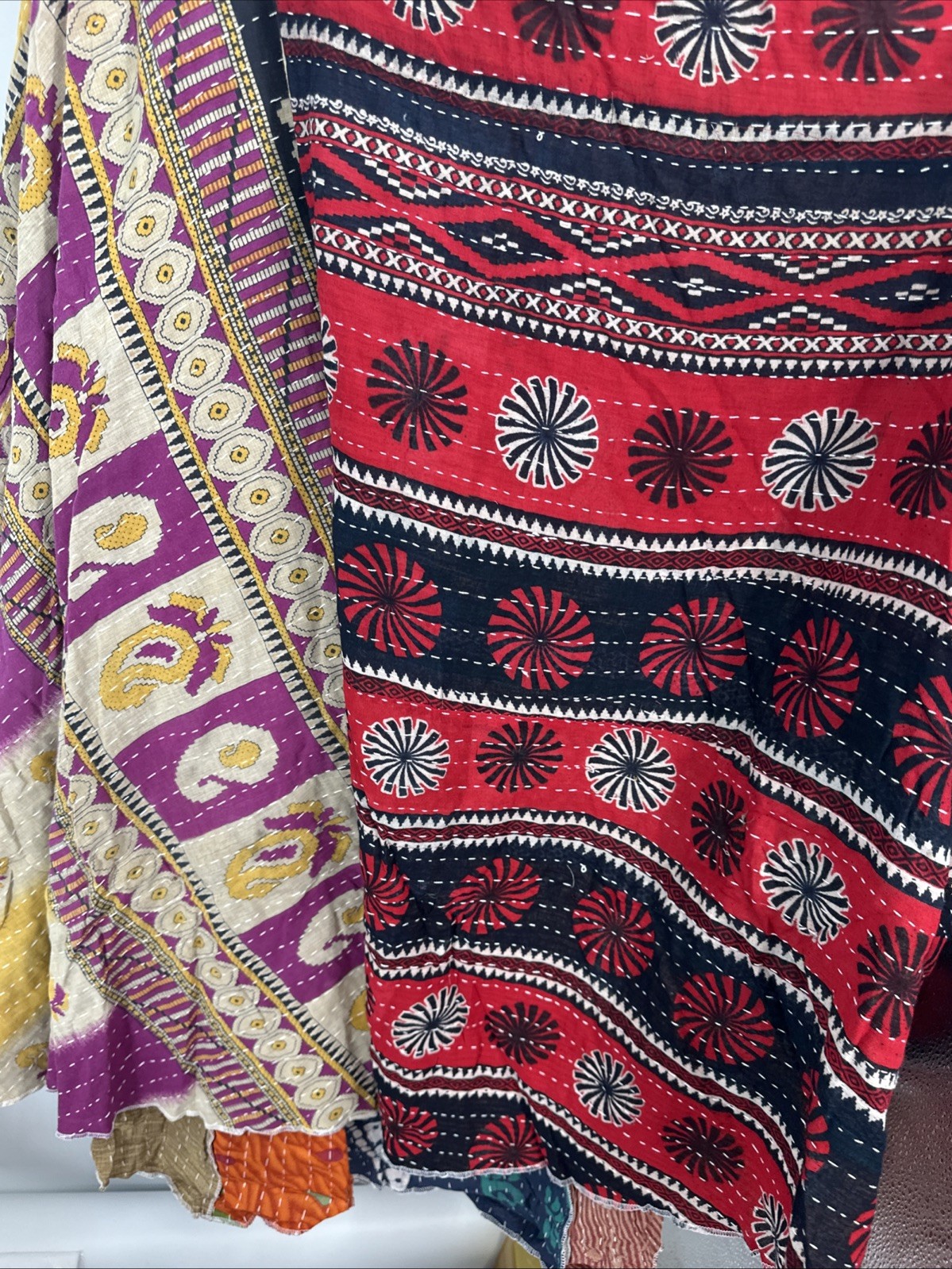 Kantha Maxi Dress Kaftan One Size Boho Stitch Hippie V Neck Brand New Plus