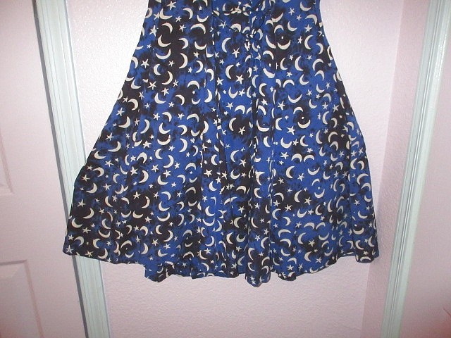 Celestial Midi Dress Size M Pockets Corset Back Moon & Stars Cosmic Astral Lunar