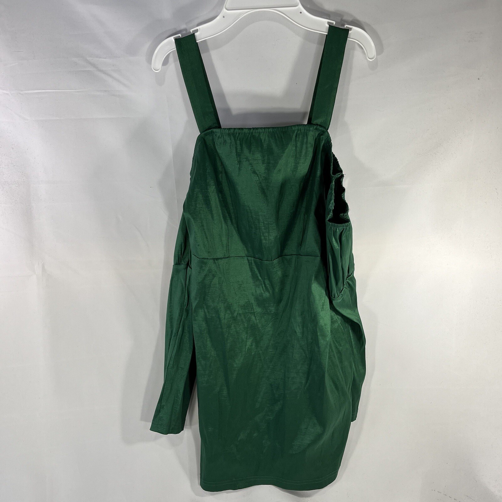 PRETTY LITTLE THING BODYCON DRESS WOMENS 8 GREEN NWT NEW TAFETTA PUFF SLEEVE
