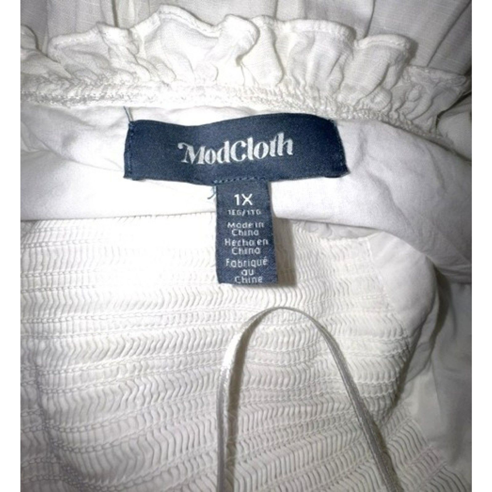 MOD CLOTH MODCLOTH BOHO ON THE RANGE WHITE COTTON BLEND MAXI DRESS PLUS SIZE 1X
