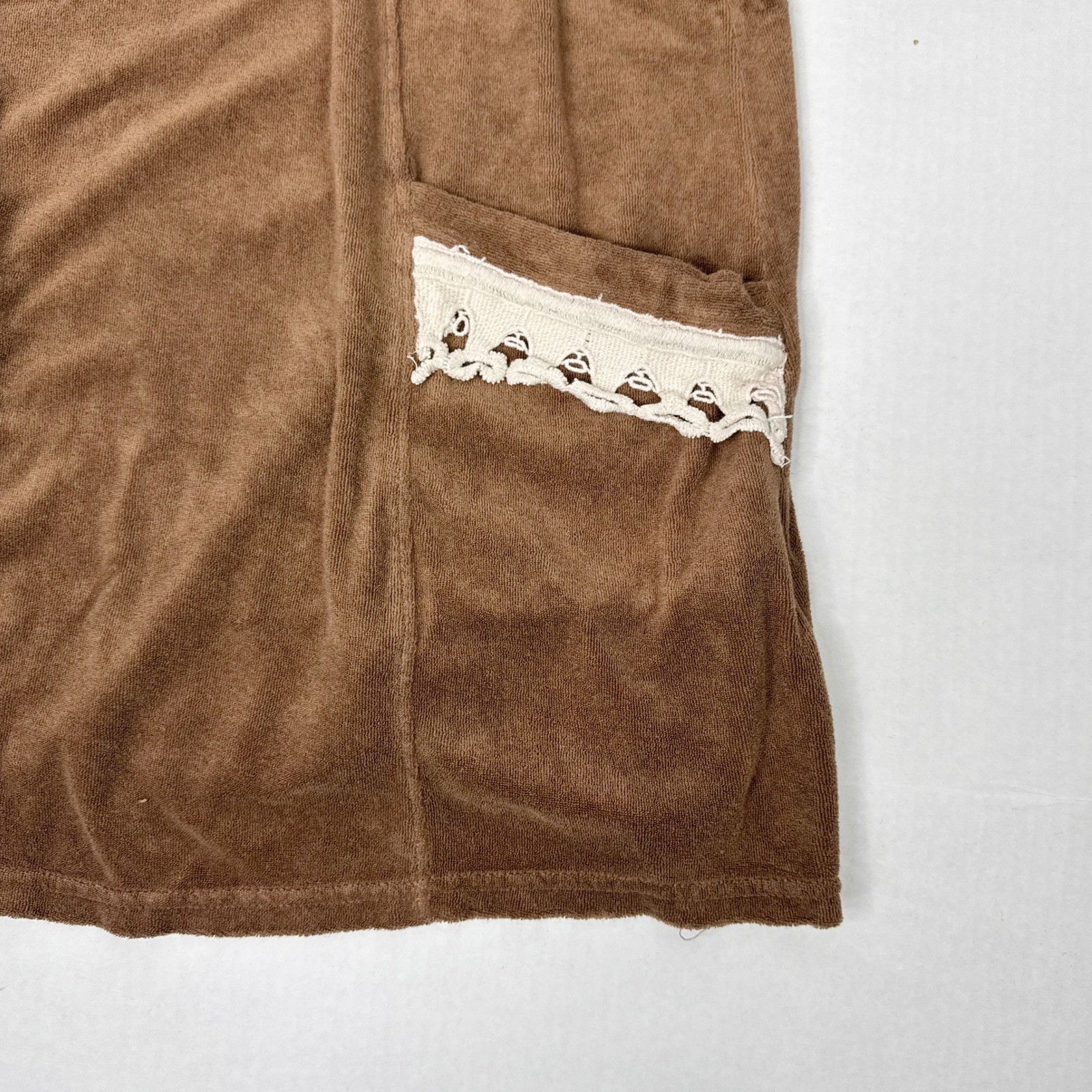 Juicy Couture Velour Mini Dress Brown Puff Sleeve Lace Pocket Y2K Women’s M