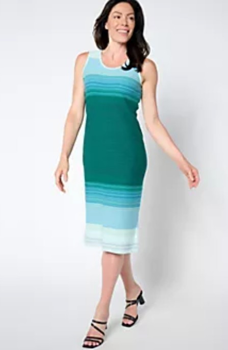 Isaac Mizrahi Live! Women’s Dress Size Large Regular Ombre Stripe Blue