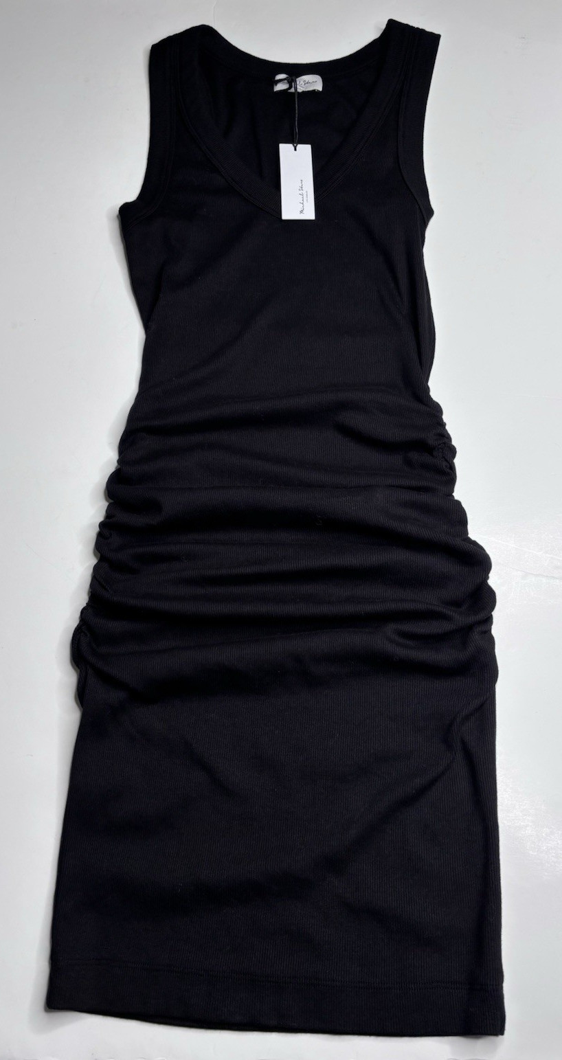 Michael Stars Esme Above Knee Dress Black Ribbed Sleeveless Dress Size S NWT