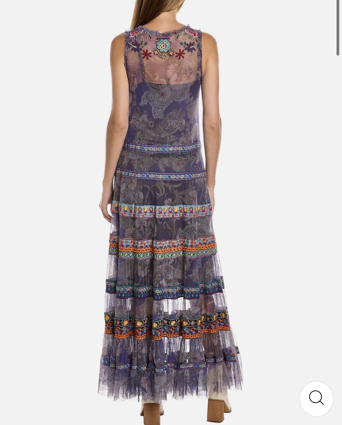 Johnny Was Embroidered Mesh Maxi Dress NWT$795 XL