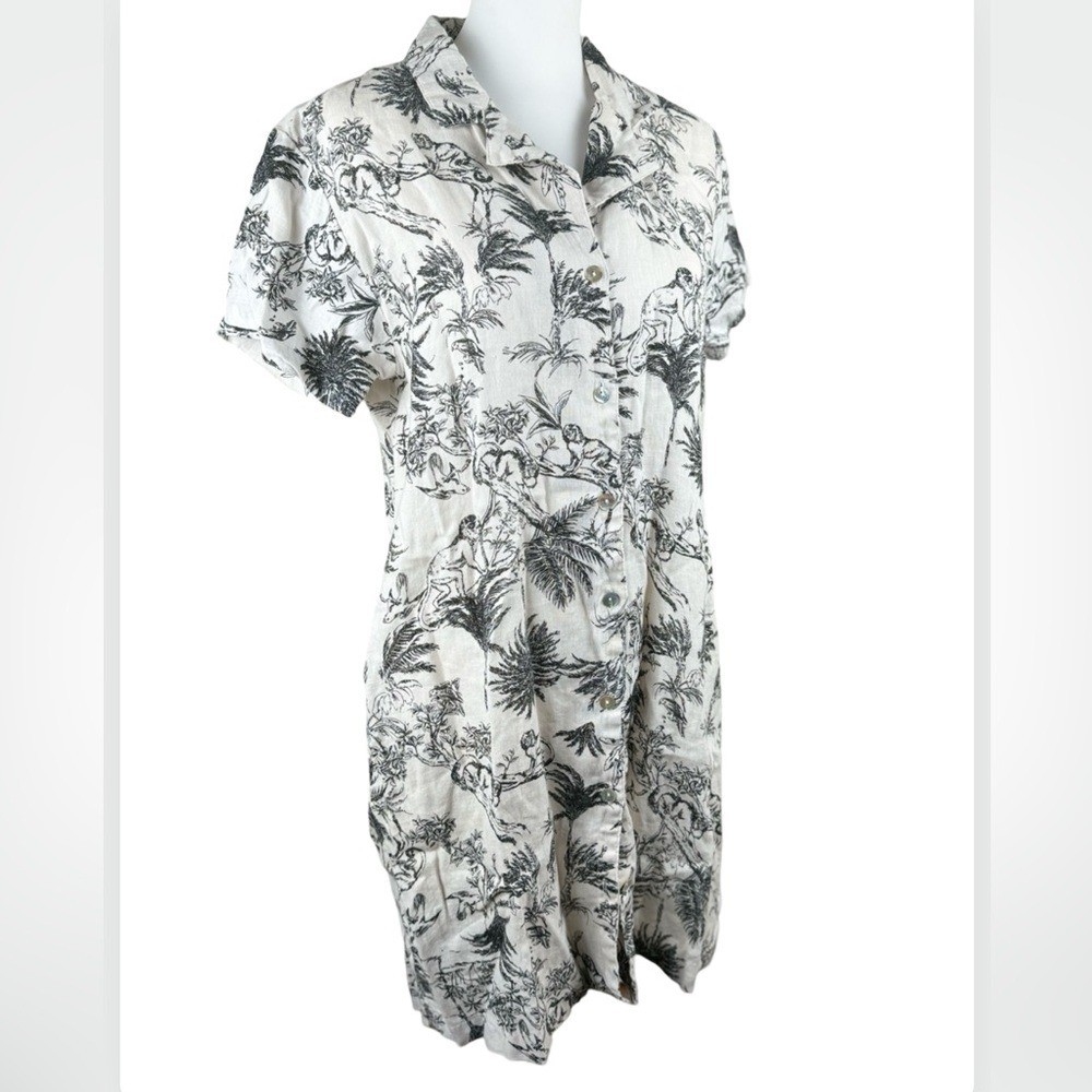 Joie 100% Linen Jungle Tropical Shirt Dress Size Small