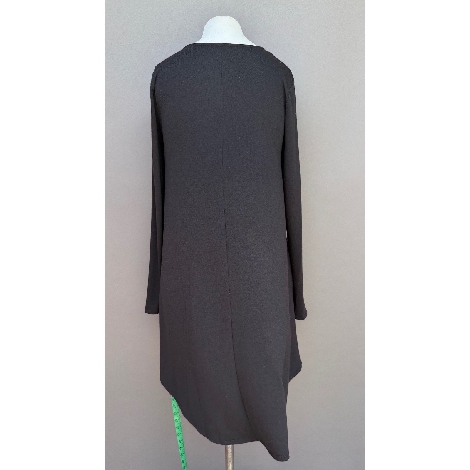 Zenana Premium Black Long Sleeve Tunic Dress Large Pockets Swing Minimalist Goth