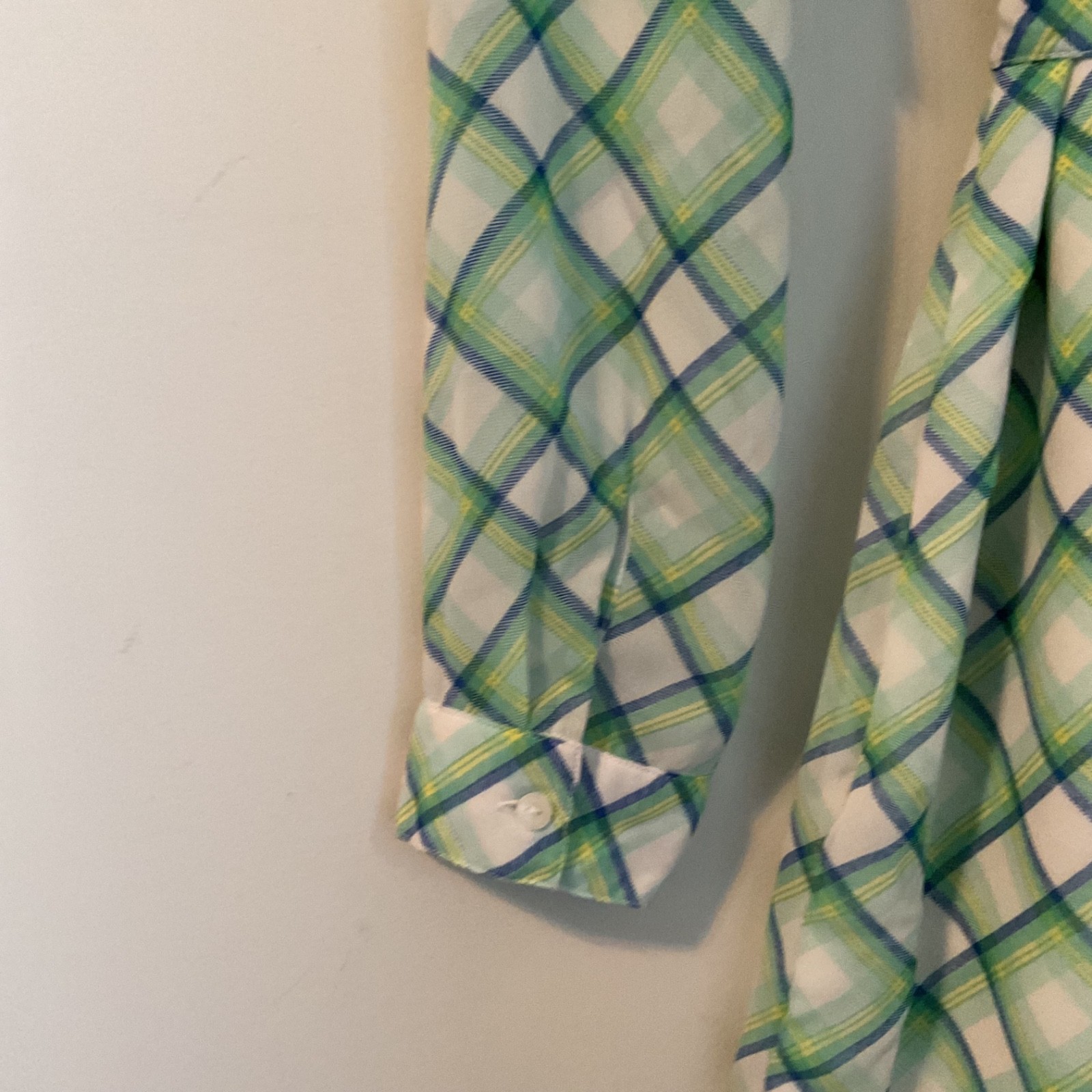 Tommy Hilfiger Green Blue Piaid Long Sleeve Button Down Dress Women’s Sz S/P NWT
