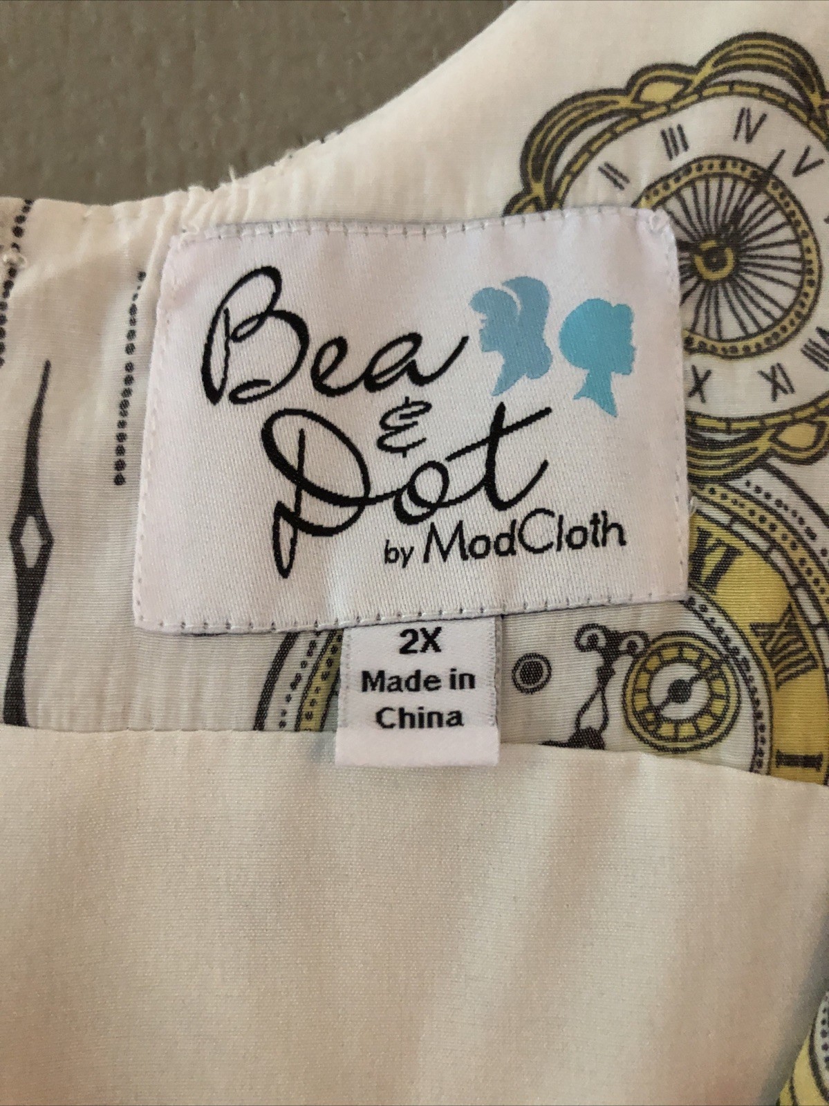Bea & Dot for Modcloth Womens Clock Gears Fit Flare Pleated Teacher Dress Sz 2X