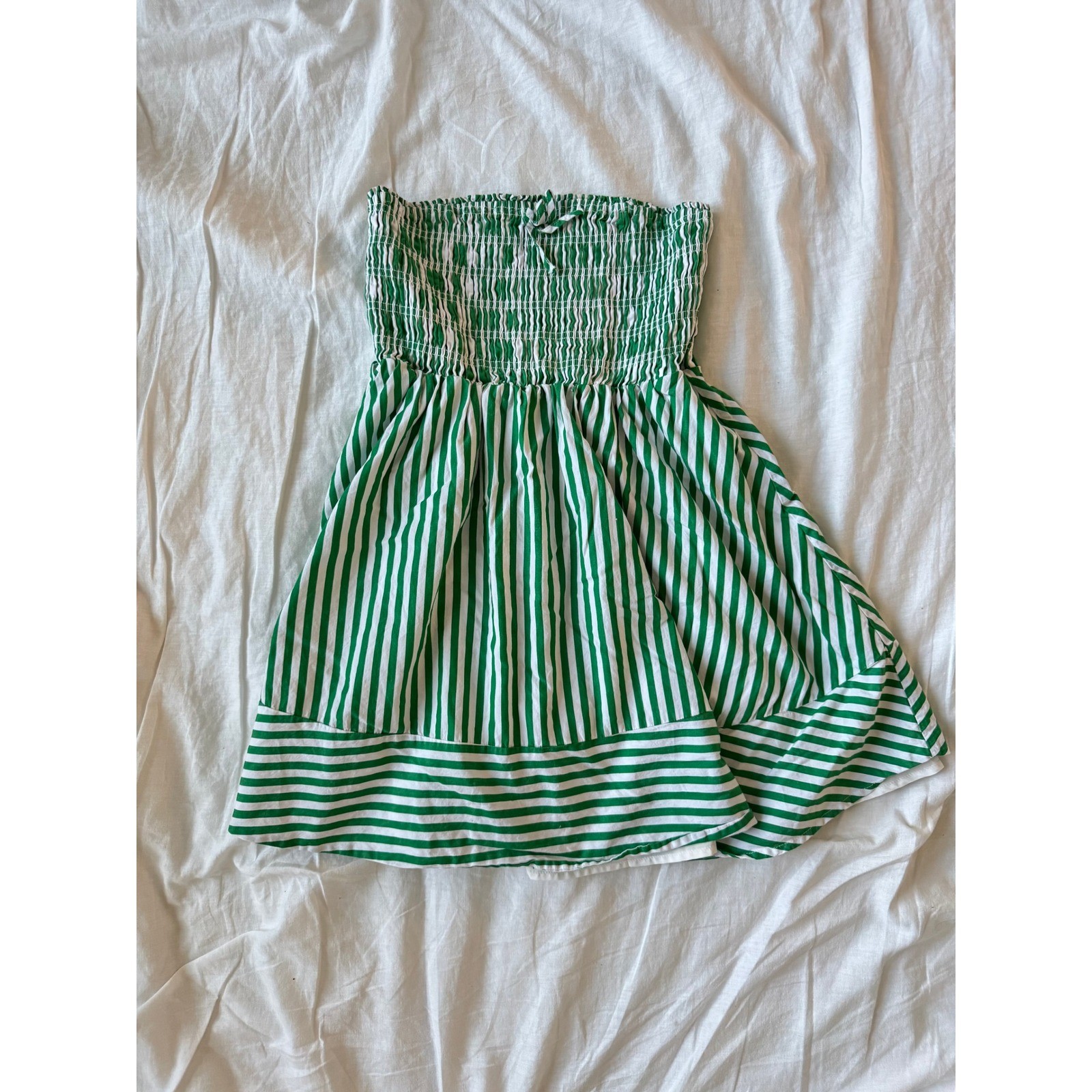 Altar’d State Strapless Mini Dress Women’s Size Large Striped Green and White