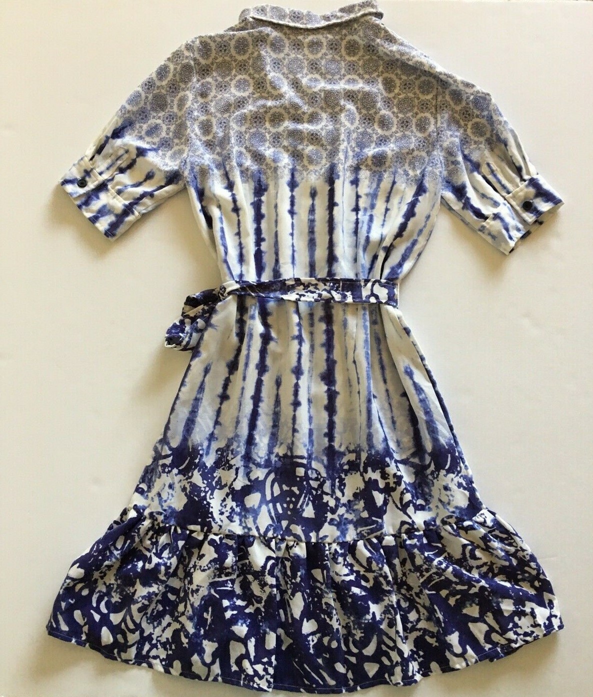 Peter Som for Design Nation Tie-Dye Medallion Shirt Dress Blue White Size 8
