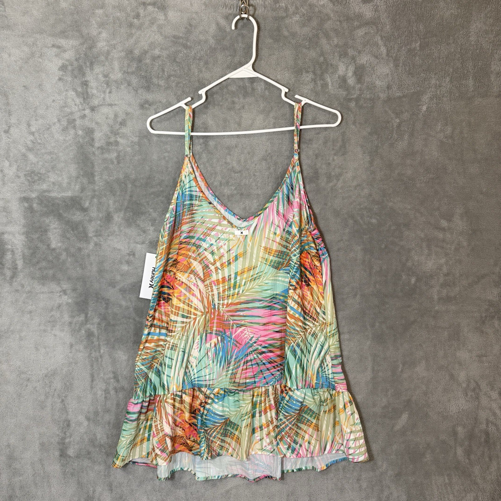NWT Hurley Primavera Palm Dress Womens Large Tropical Floral Beach Cover Up L