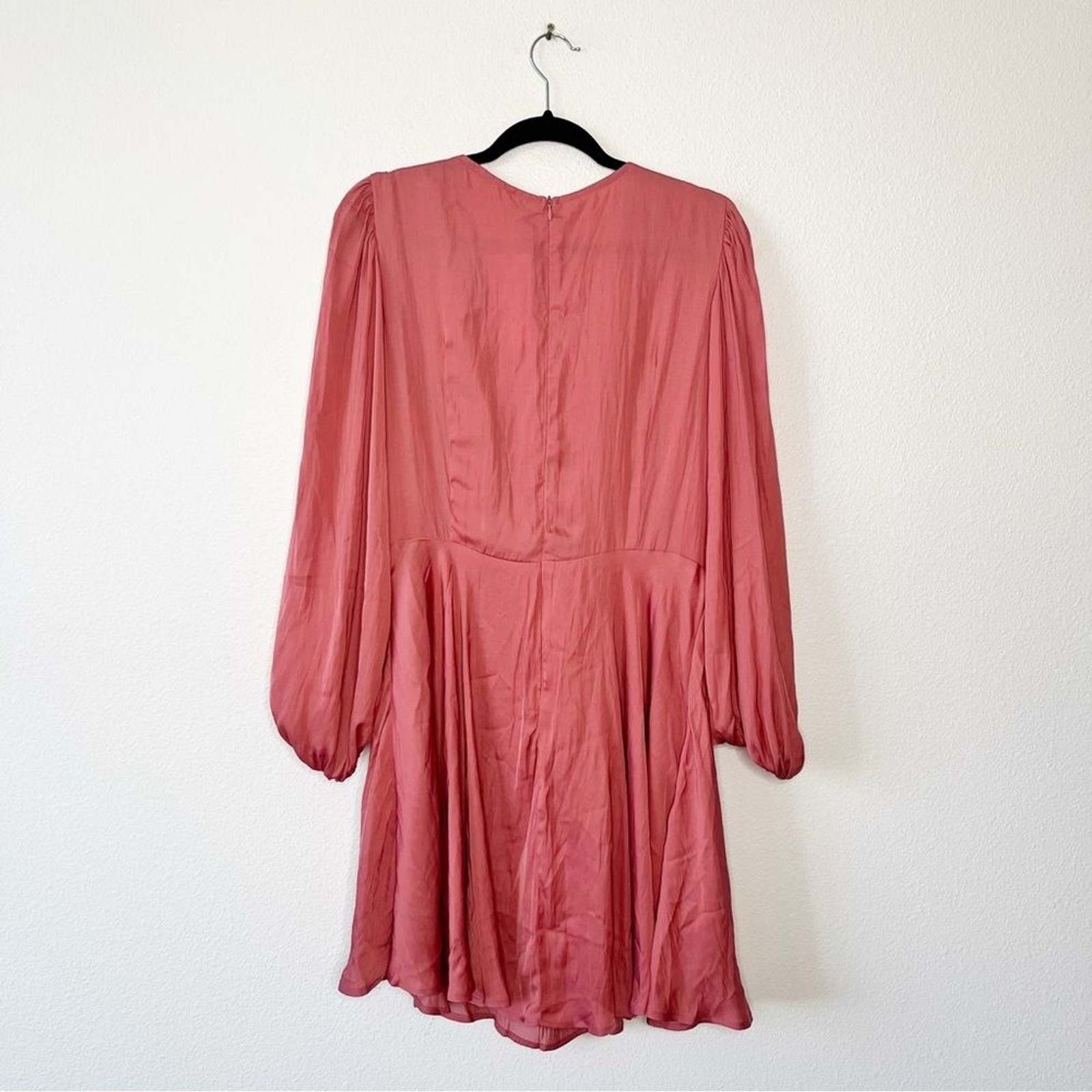 NWT Billy J Sola Satin A-line Mini Dress Long Sleeve in Baked Rose Size 16