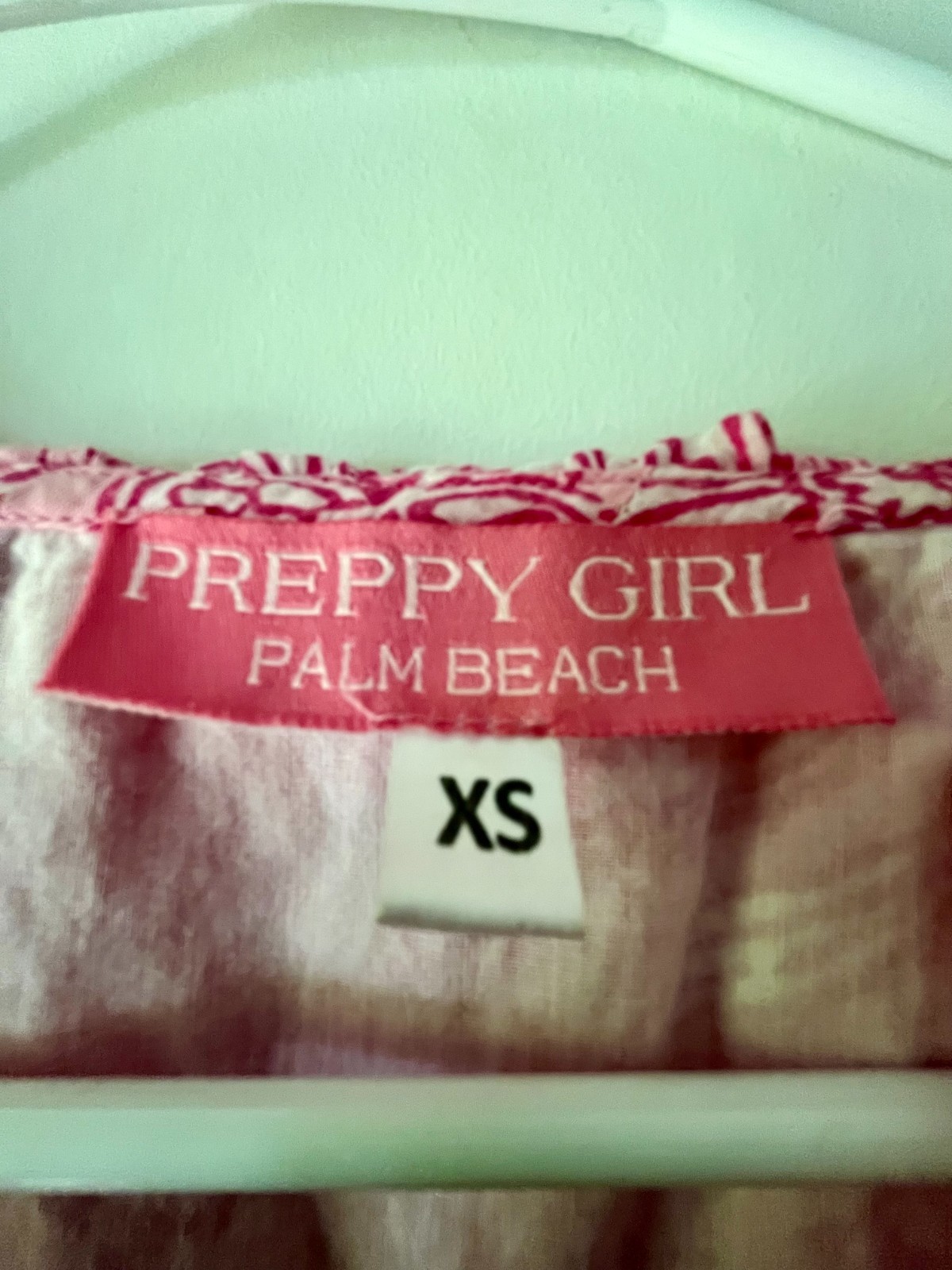 Preppy Girl Palm Beach Pink & White Ruffle Lined Cotton Dress, Size: XS