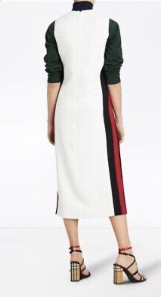 BURBERRY Selene Sleeveless Side-striped Midi Dress In Off White RRP$1350 A35