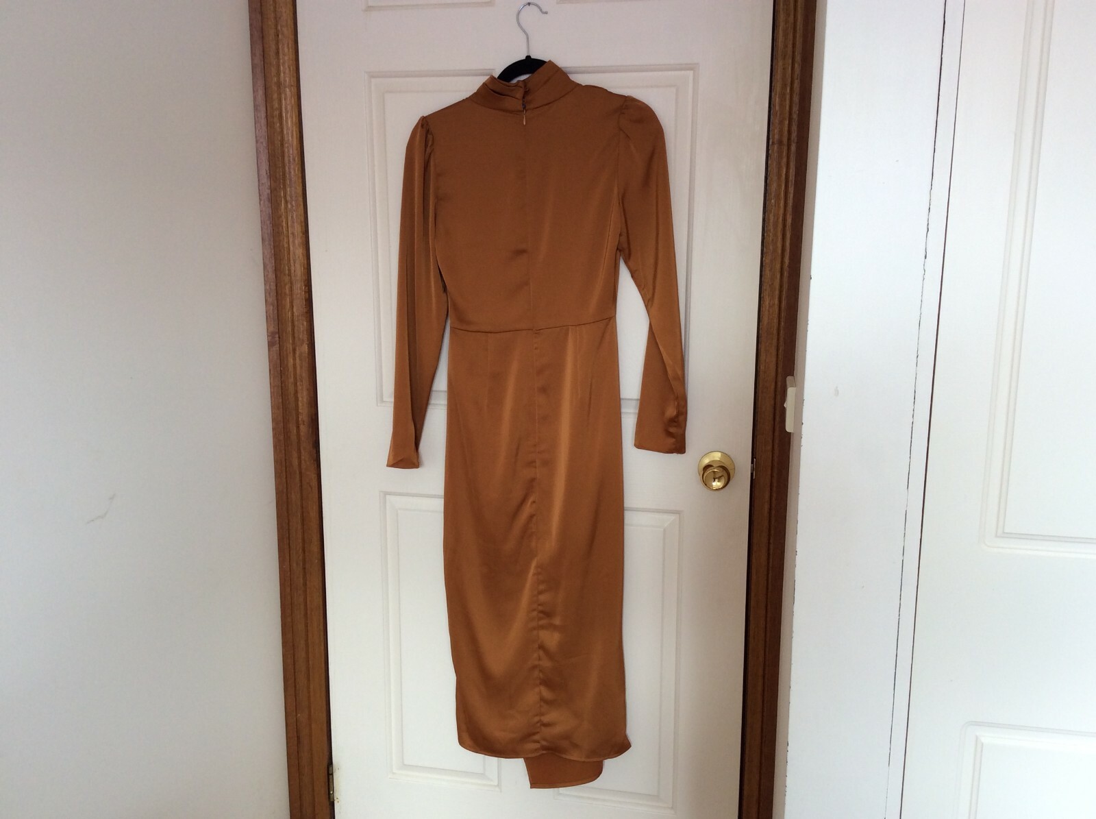 WHYTE VALENTYNE SATIN FITTED TURTLE NECK DRESS SIZES 6 8 10 12 AND 14