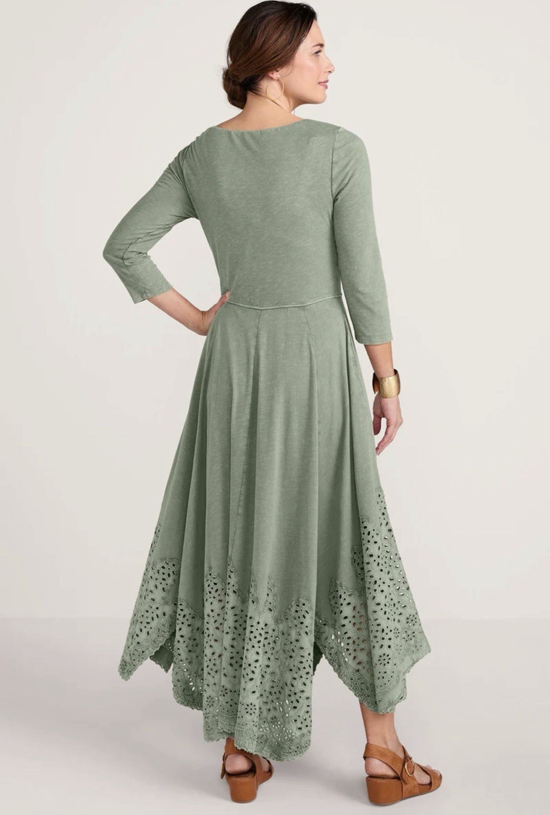 Soft Surroundings $129 Basil Green Casablanca Dress Sz 3X 22 24 EUC Worn Once