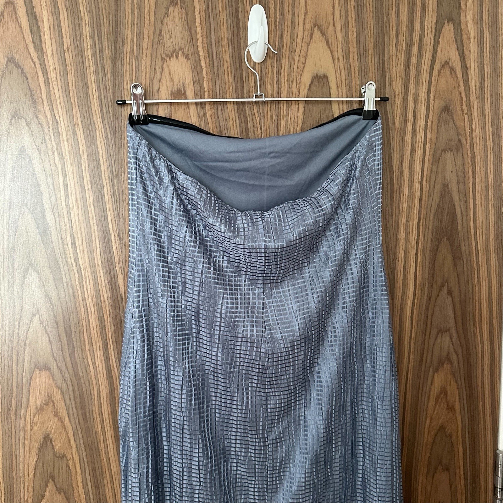 Topshop Blue Metallic Crinkle Plisse Textured Bandeau Maxi Dress Medium NEW BNWT