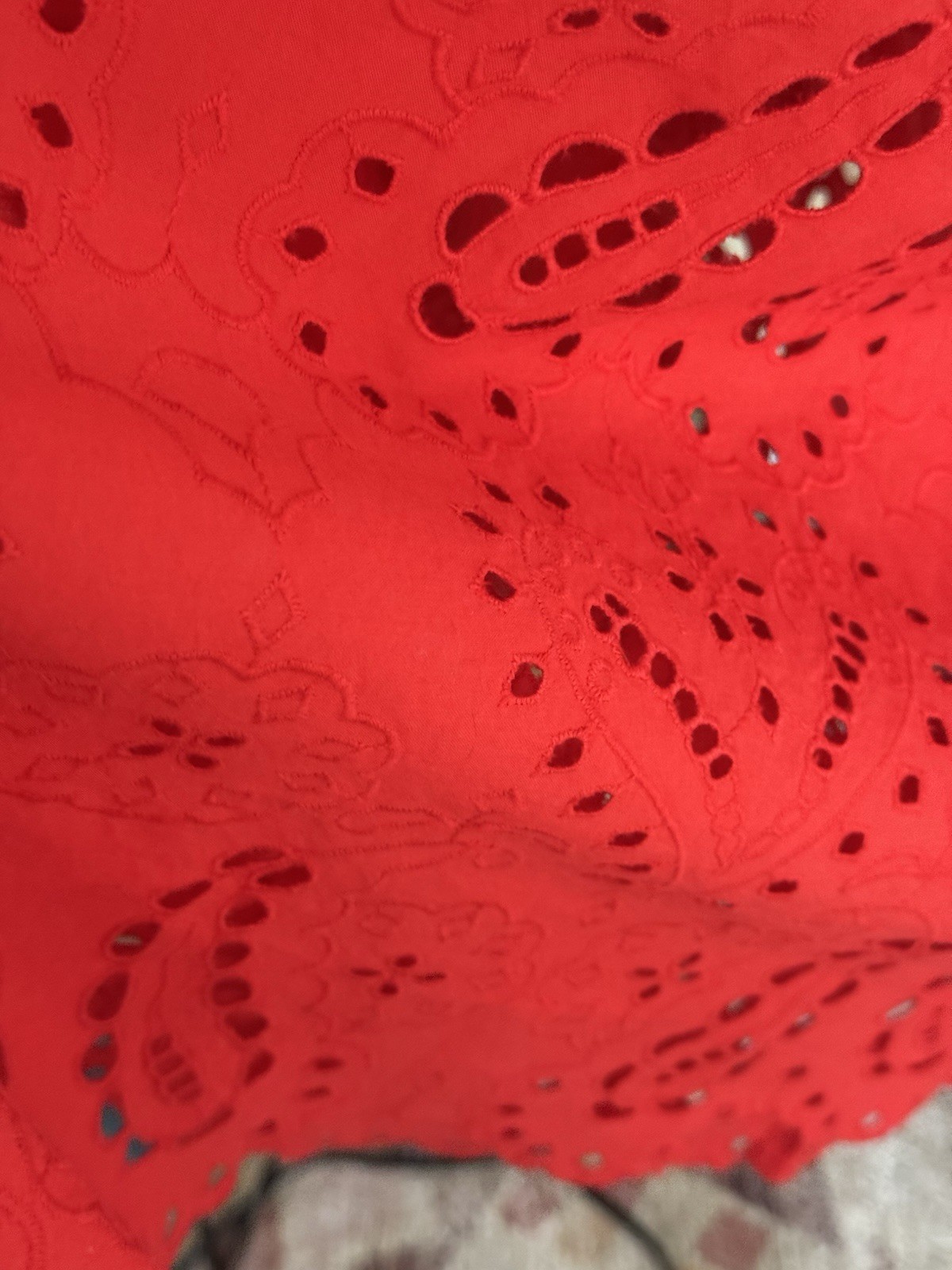 Destination 365 Red Cotton Eyelet Midi Dress,XS, NWOT