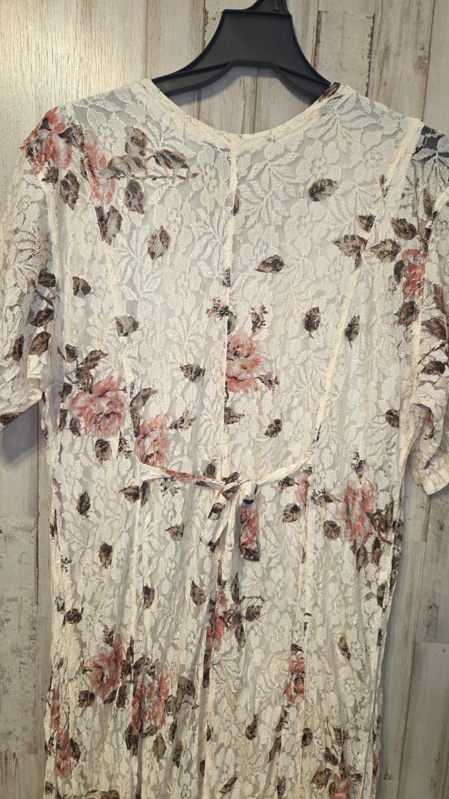 Vtg Retro Nostalgia size L Stretchy Lace Cottagecore Dress Flare Floral Long