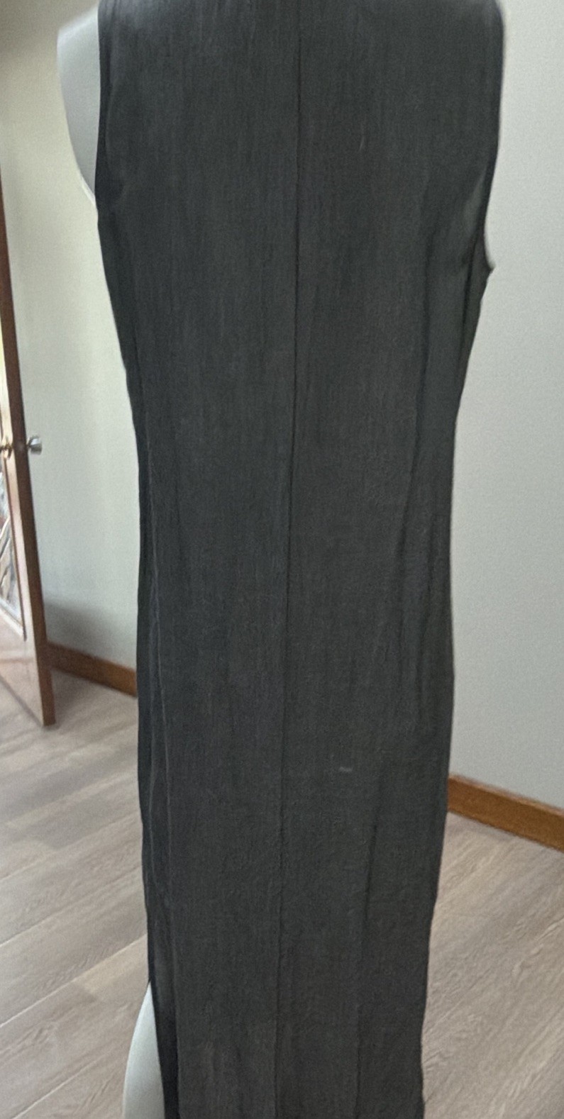 Finity Naturals Gray Collared Sleeveless Maxi Dress Rayon Linen Size S. Y2K
