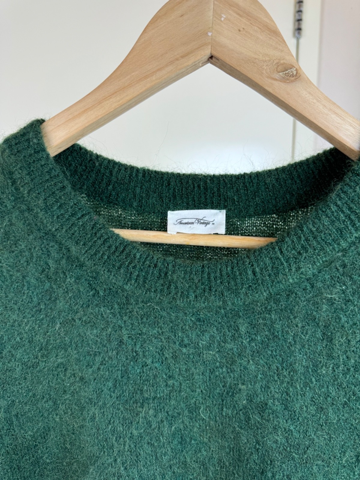 AMERICAN VINTAGE Mohair Wool Fluffy Maxi Sweater Dress Jumper Gown Green M/L