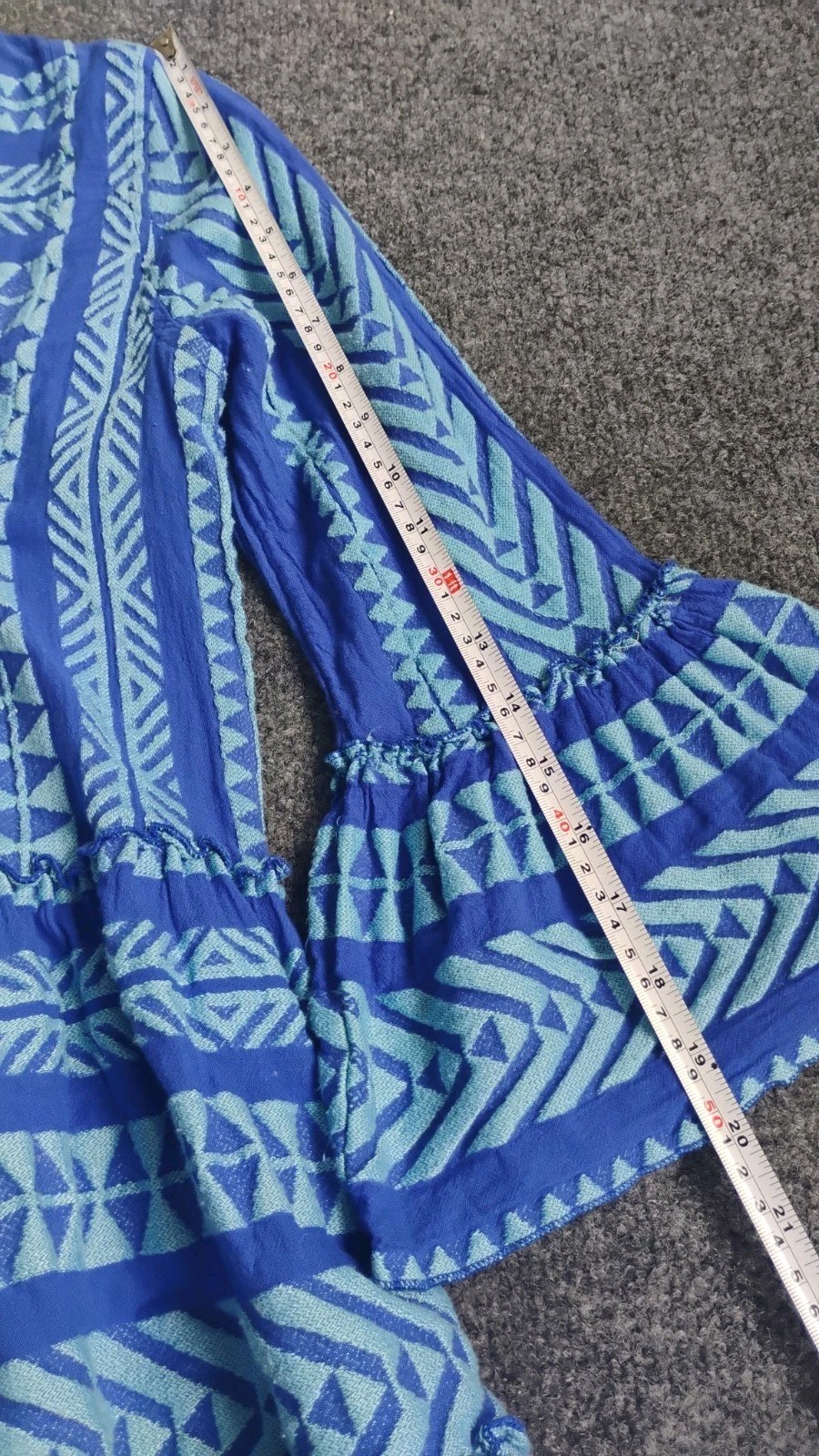 Devotion Twins Ella Dress Geometric Embroidered Blue Mini Small Excellent!