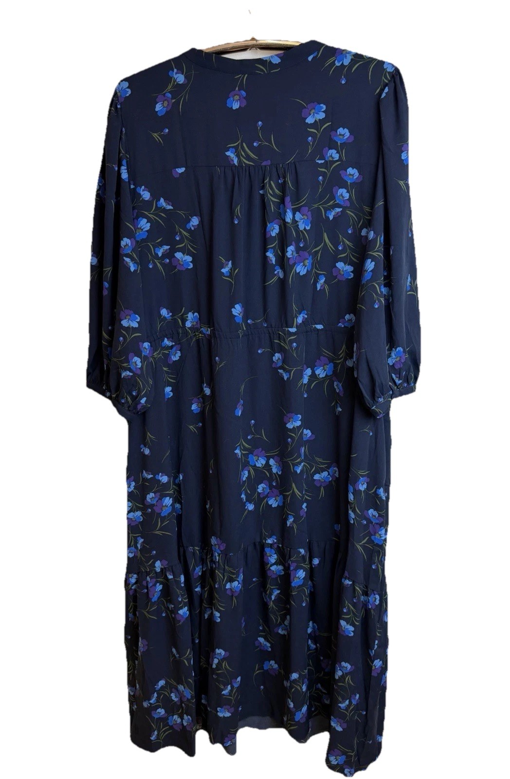 Sugarlips Curve Torun Blue Floral Midi Dress Plus Sz 3X Tiered Spring NEW