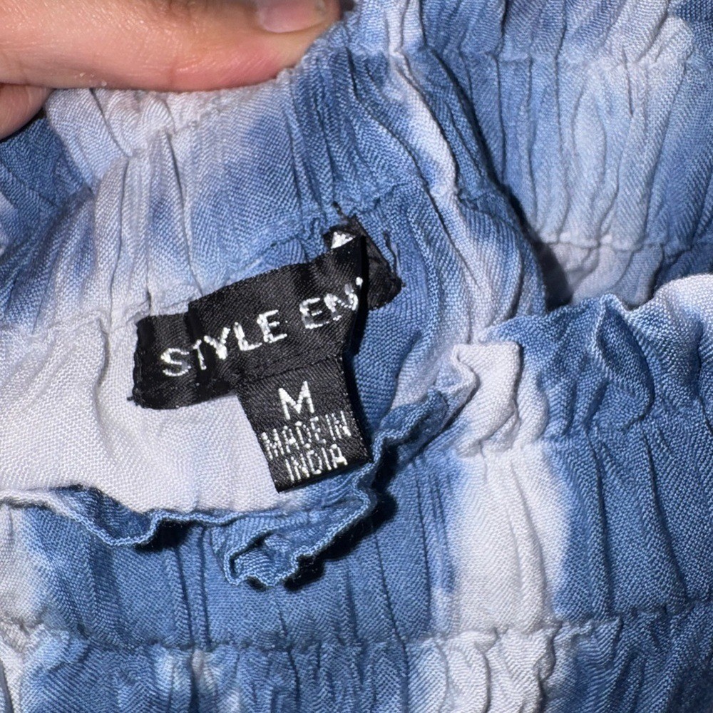 Style Envy Blue and White Tie-Dye Off-Shoulder Dress
