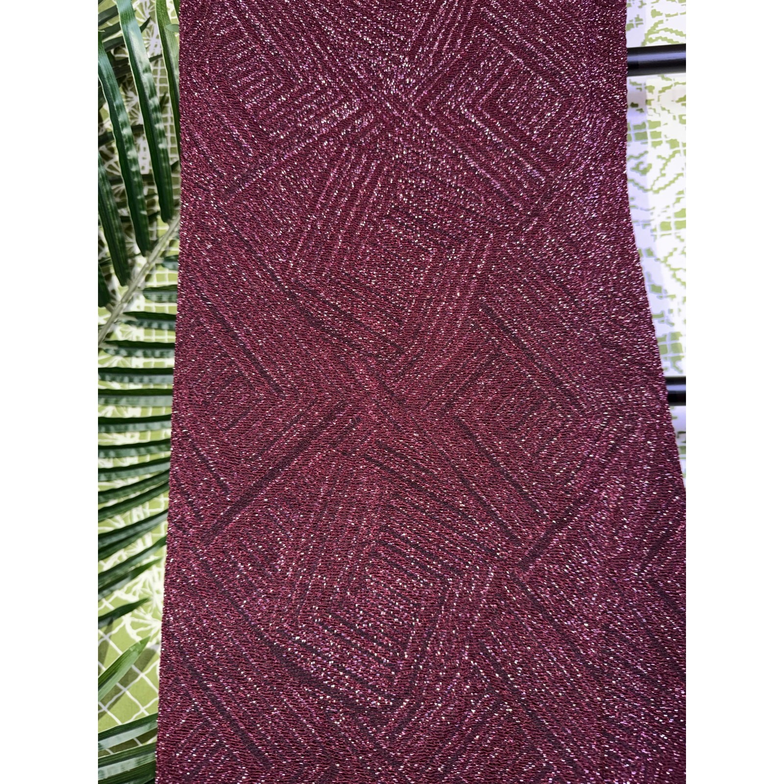 Sequin Hearts Maroon Glitter Geometric Maxi Dress Side Slit Sz 5