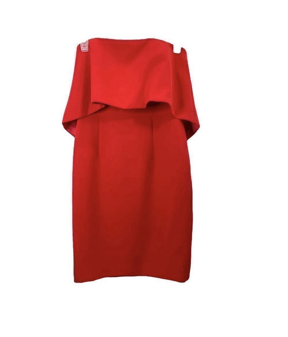 JAY GODFREY Red Strapless Ruffle Mini Sheath Dress Lined Short Size 2