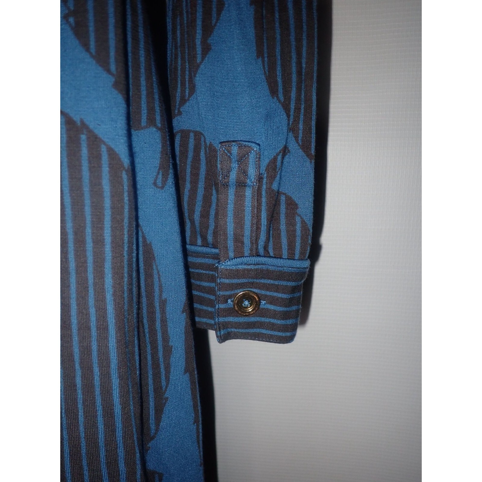 Boden Blue & Black Button-Down Long-Sleeve Dress UK 8 US 4 Belted Career Classic