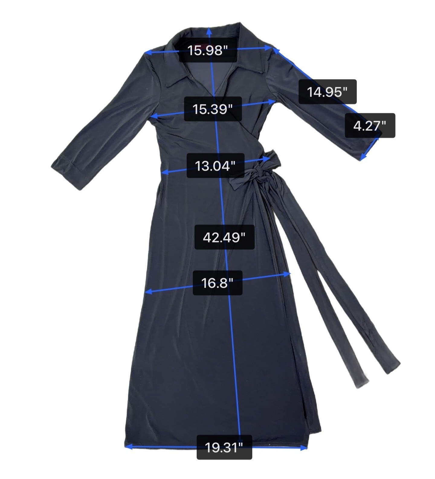 Melissa Masse Womens Black Wrap Shirt Dress Large Stylish & Comfy