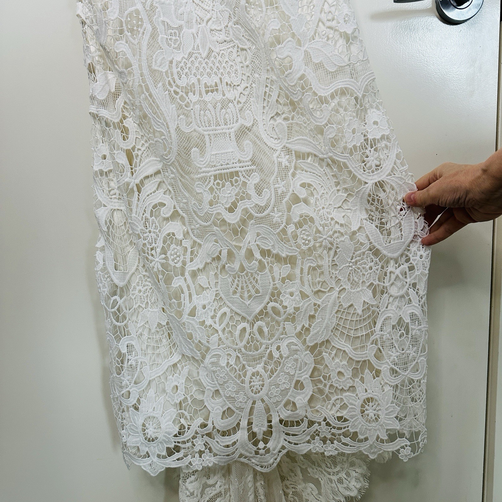 Spell Bride Edie Lace Maxi Gown Size XS High Neck Open Back Bridal Dress Train