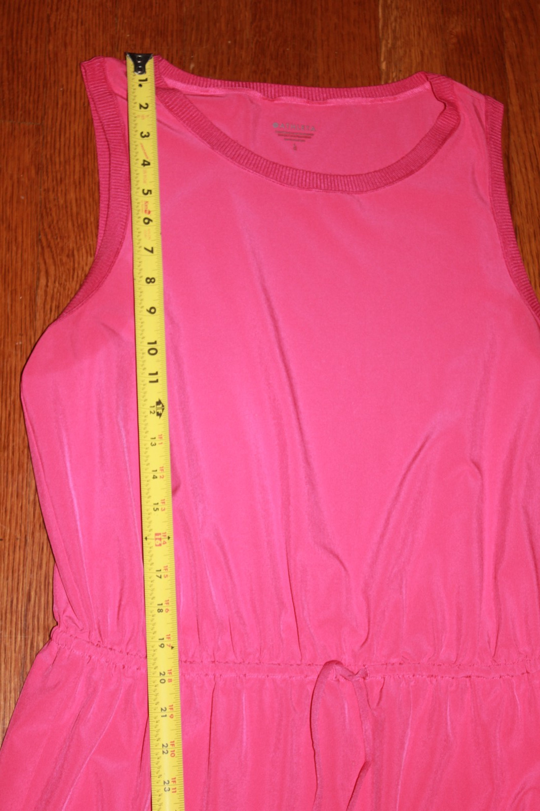 ATHLETA Rincon Stretch Athleisure Casual Travel Mini Dress pink drawstring L