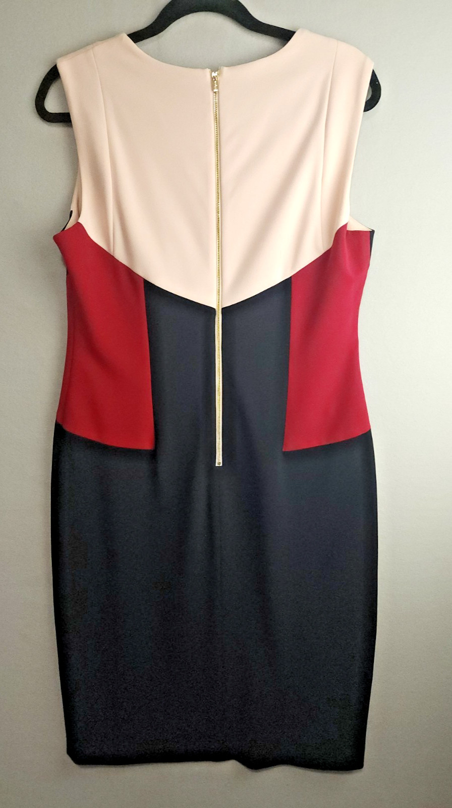 Calvin Klein Sheath Dress Color Block Sleeveless Pink Black Wine Size Missing
