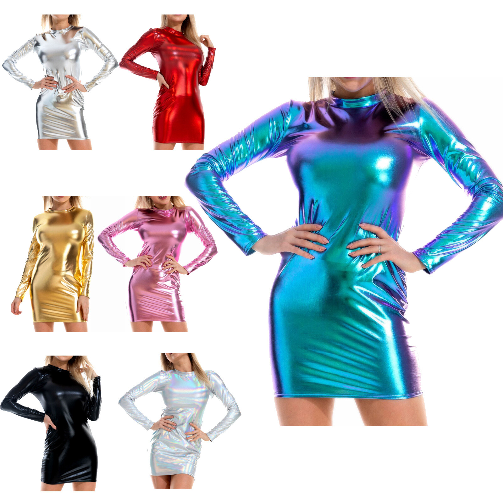 Women Sexy/Sissy Open Cup Dress Latex Leather Bodycon Nightwear Short Mini Dress