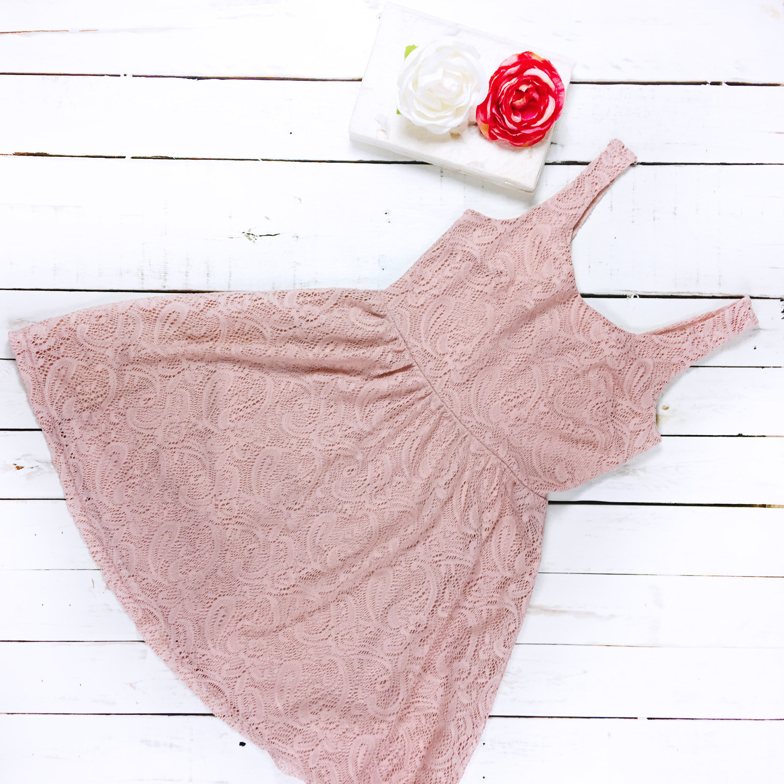 Bella D Dress Women S Pink Sleeveless Fit Flare Babydoll Lace A-line Coquette