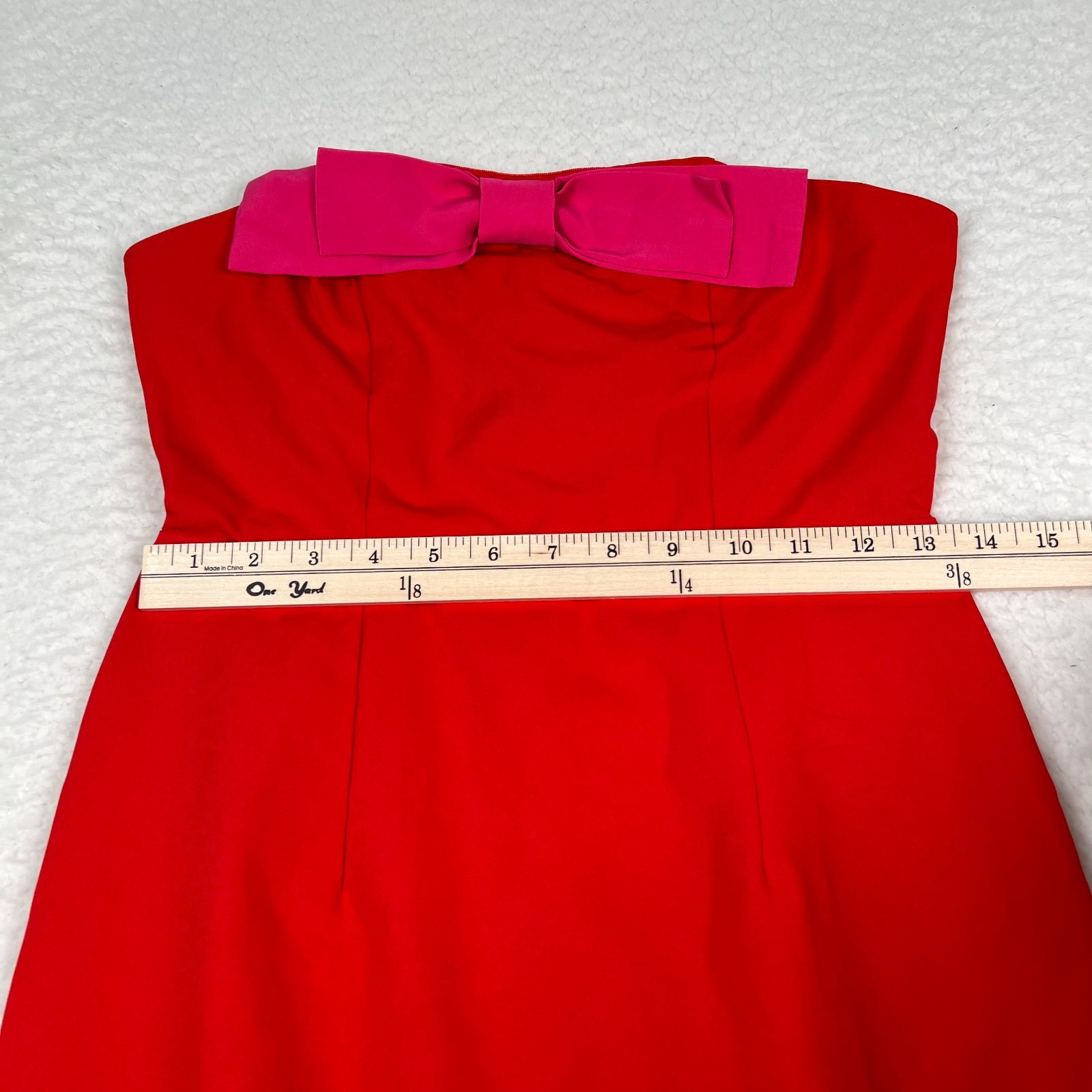 NWT Anthropologie Flat White Bow Midi Dress XS Strapless Formal Red Pink