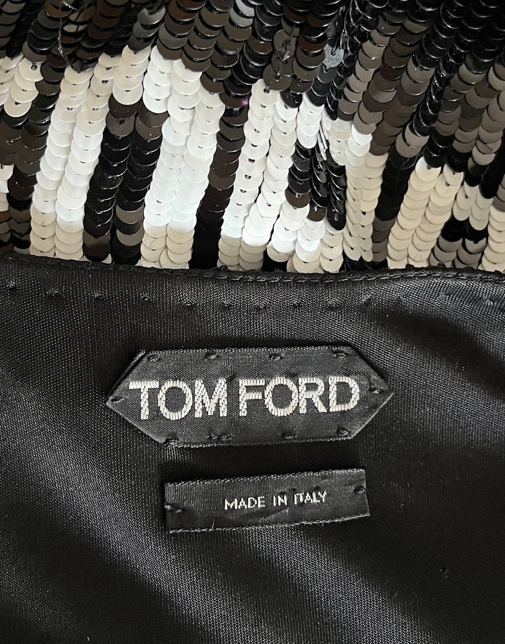 TOM FORD BLACK SEQUEEN DRESS ” HOLLY 61″ size TF 34 – US 0-2