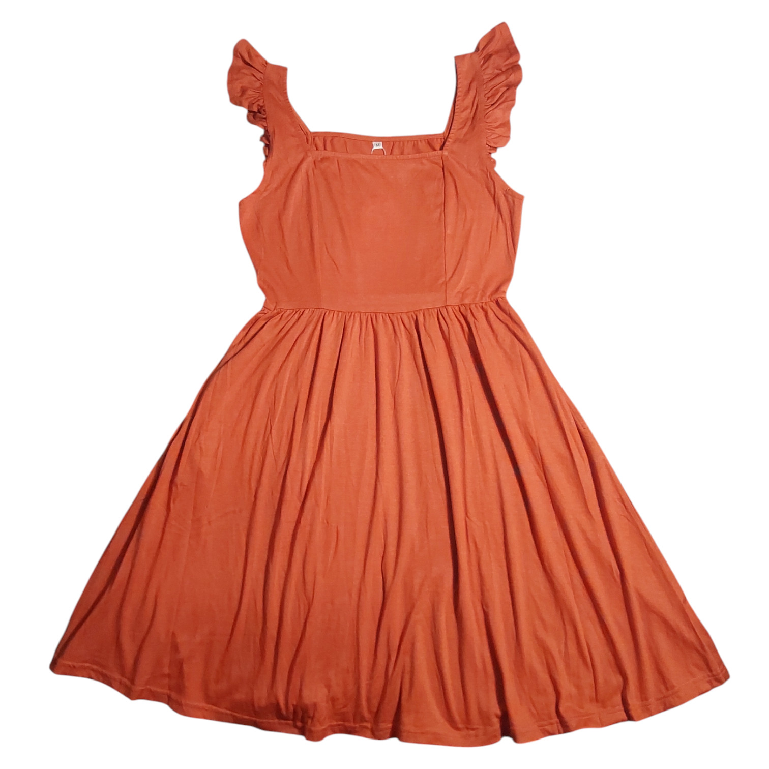 Anrabess Women’s Size M Burnt Orange Ruffle Sleeveless Midi Dress FREE S&H