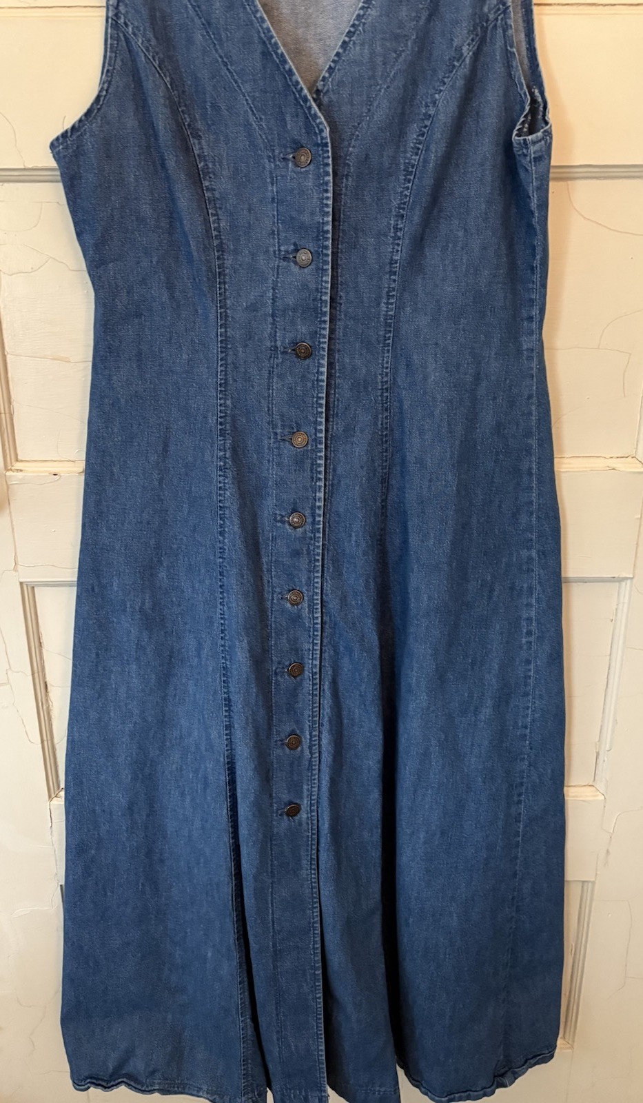 Vintage Lee Authentic Clothing Sz Medium Denim Jumper Sundress Modest Overall