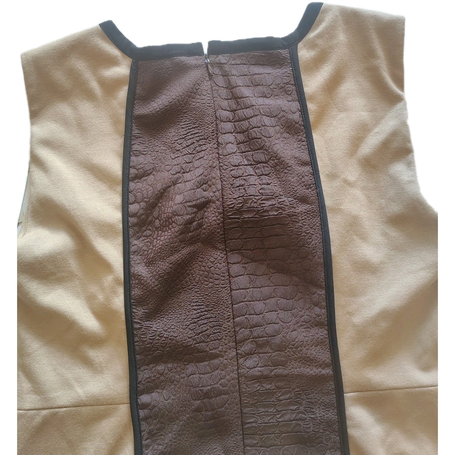 Beige By Eci Women’s Size 16 Stretch Sleeveless Dress Brown And Beige A3
