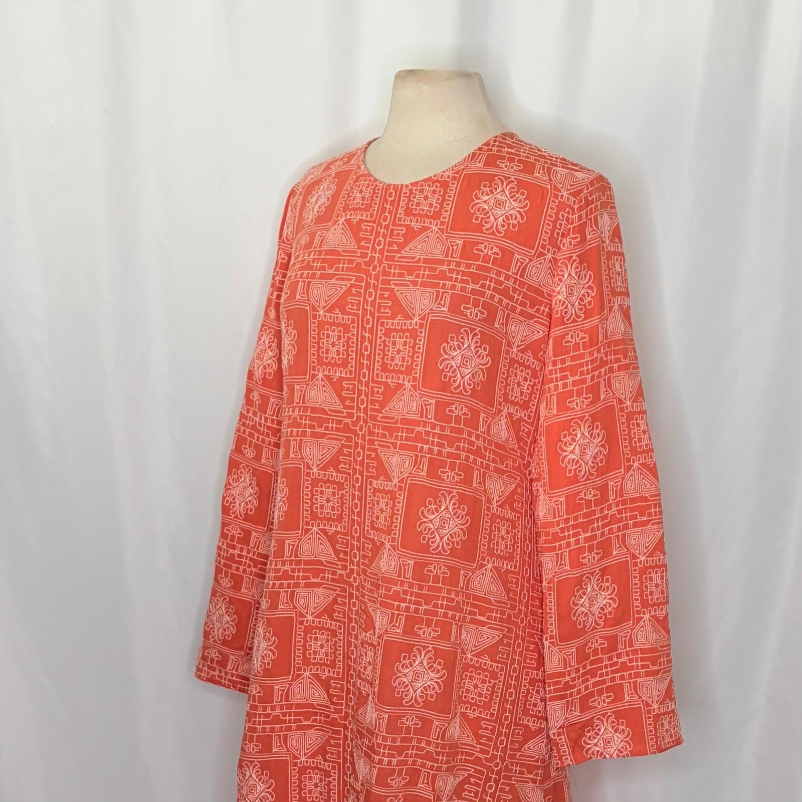 NWT!! ZARA Embroidered Dress Orange Vacation Beach Open Back Blogger Favorite XL