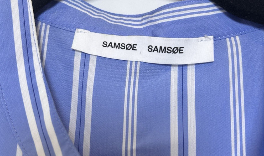 Samsoe Samsoe Silvia Striped Maxi Shirt Dress Bold Blue Size Small Relaxed
