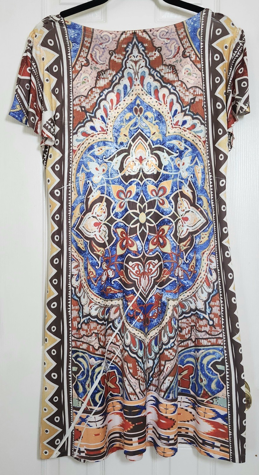 Style&Co Womans Multicolor Short Sleeve Scoop Neck Knee Length Dress Size L